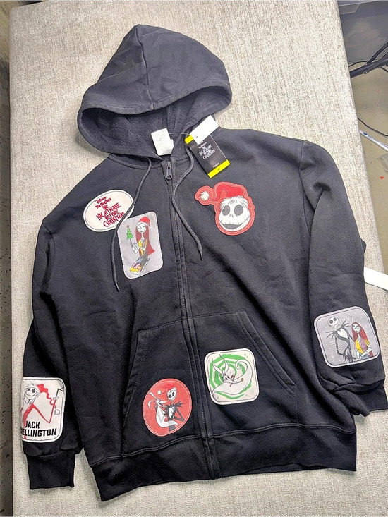 Disney Tops - Disney The Nightmare Before Christmas Jack & Sally Patchwork Zip-Up Hoodie – XS
